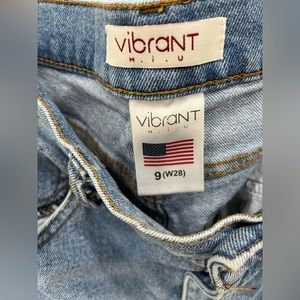 Vibrant distress high-rise blue denim jeans size 9